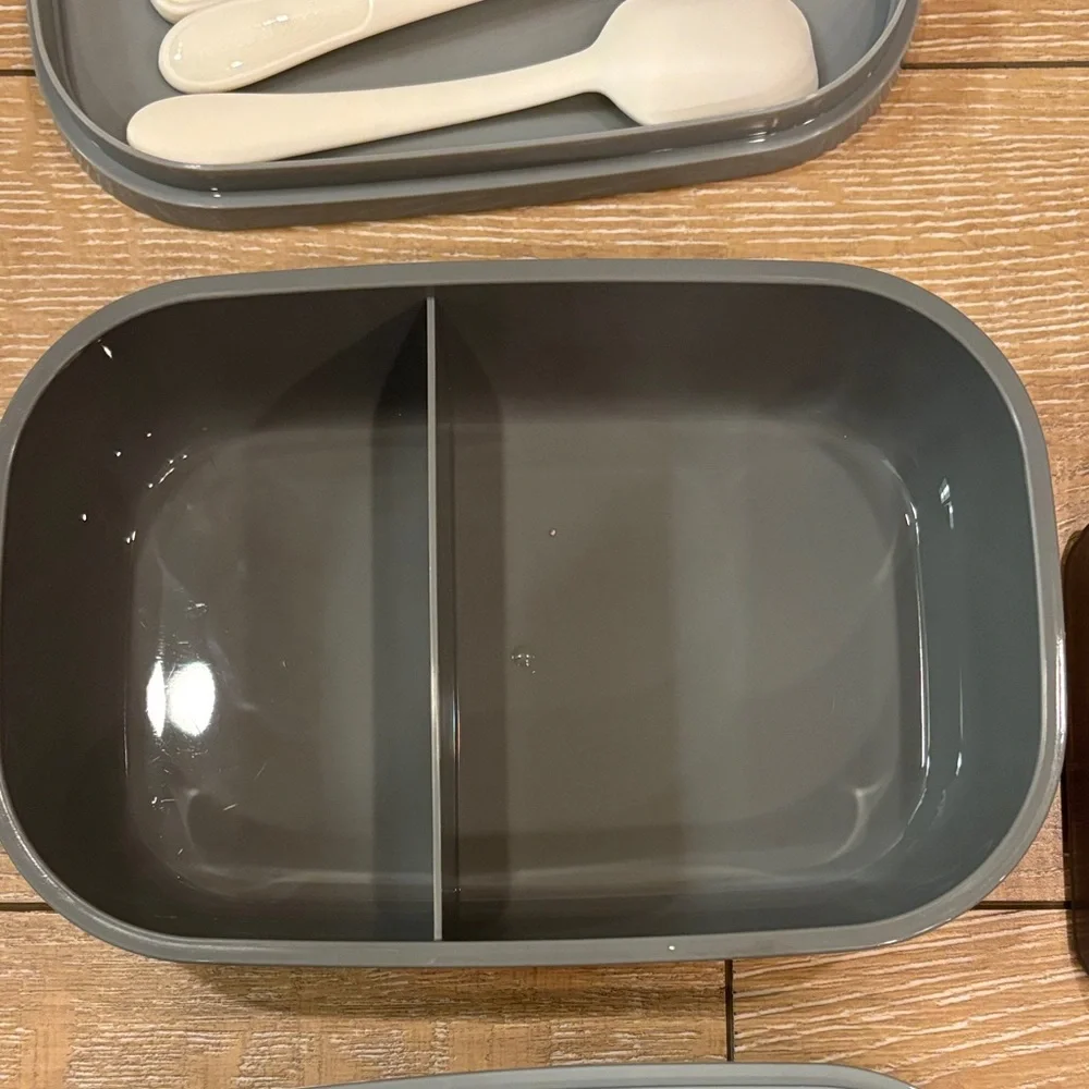 Transparent grey Lunch Container with Utensils